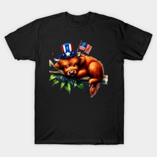 Coquette Highland Cow 4Th Of July Patriotic Animal T-Shirt